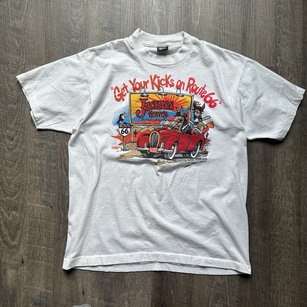 Vintage Route 66 Shirt Men XL White Get Your Kicks On Made In USA America 80s